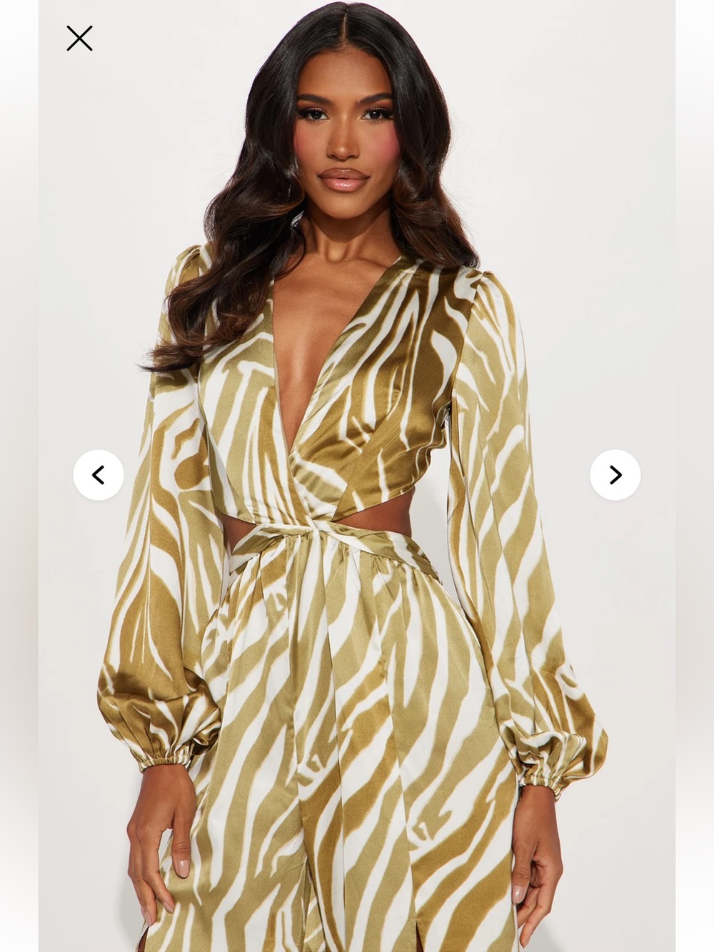 “FASHION NOVA” Lillie Satin Zebra Print Cutout Jumpsuit - Picture 2 of 14
